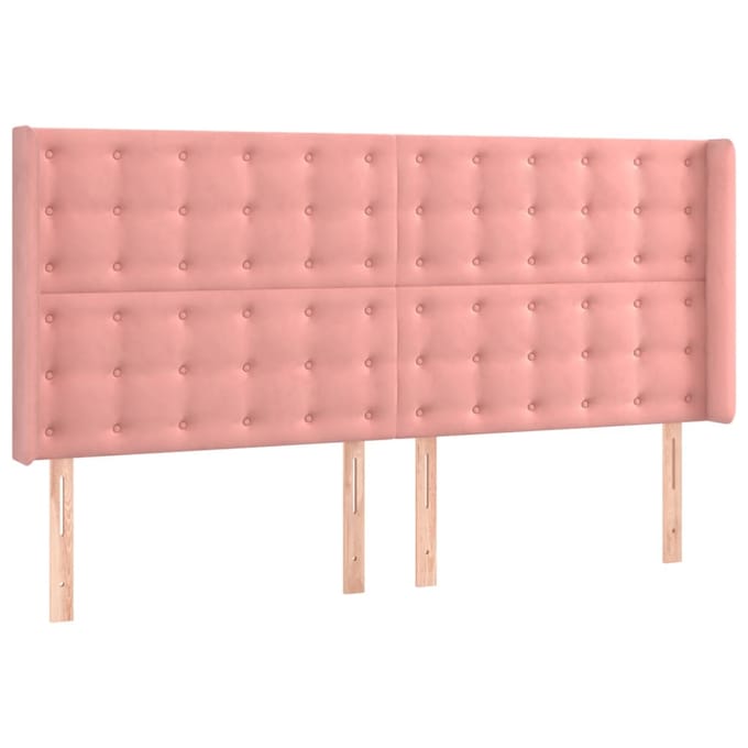 vidaXL - Hoofdbord - LED - 183x16x118/128 - cm - fluweel - roze