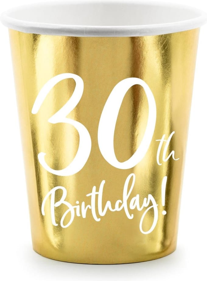 30 Jaar - Papieren Bekers (6 stuks)