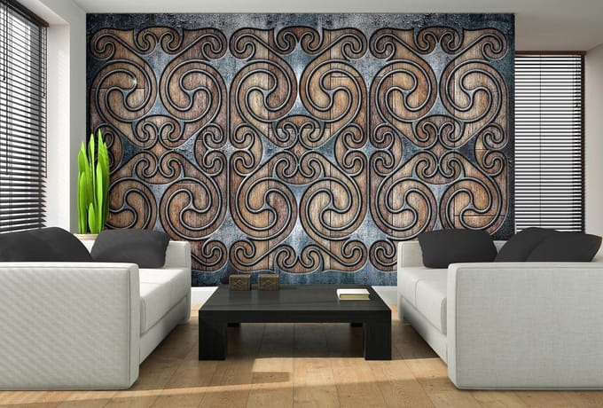 Celtic Swirls Grey Brown Pattern Photo Wallcovering
