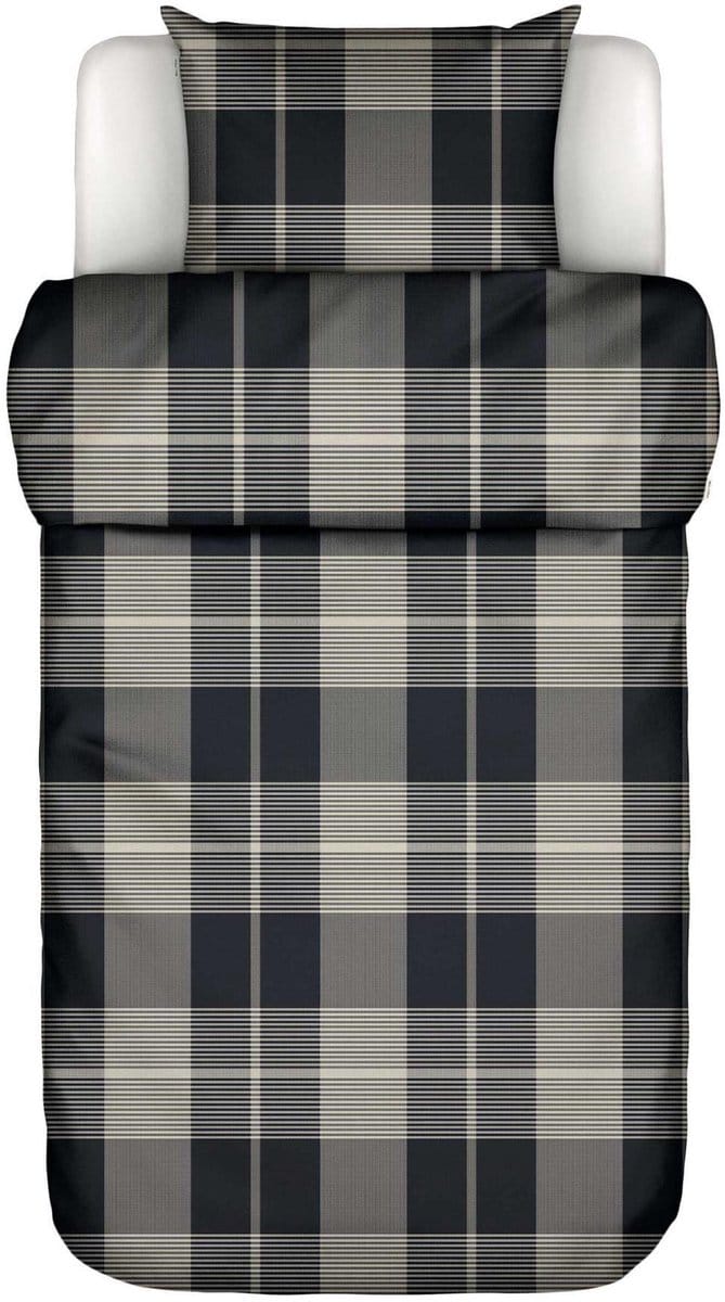Marc O'Polo Alvar Dekbedovertrek Biologisch Katoenflanel New black - Eenpersoons – 140x200/220 cm