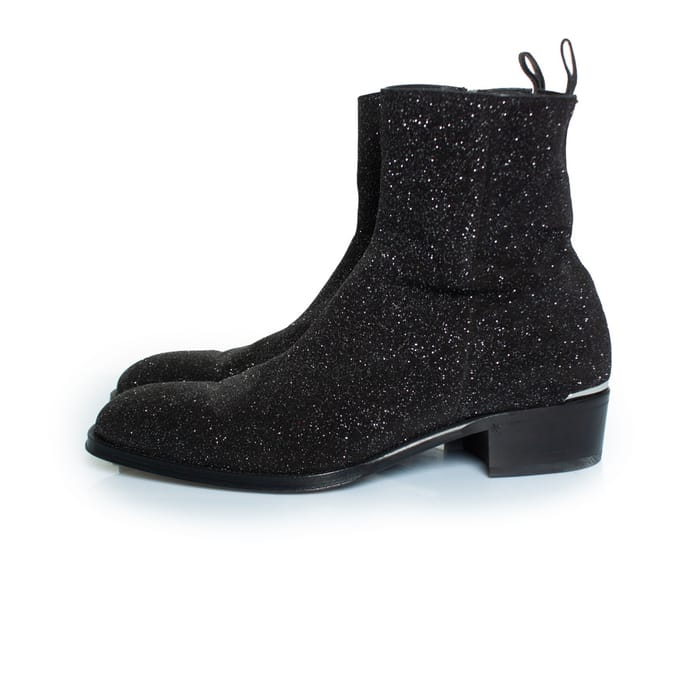Alexander McQueen Glitter enkellaarsjes in zwart