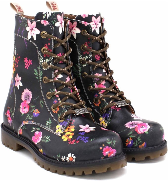 Goby Midnight Blossom – Dames Veterboot – Vegan – Handgemaakt – Maat 35