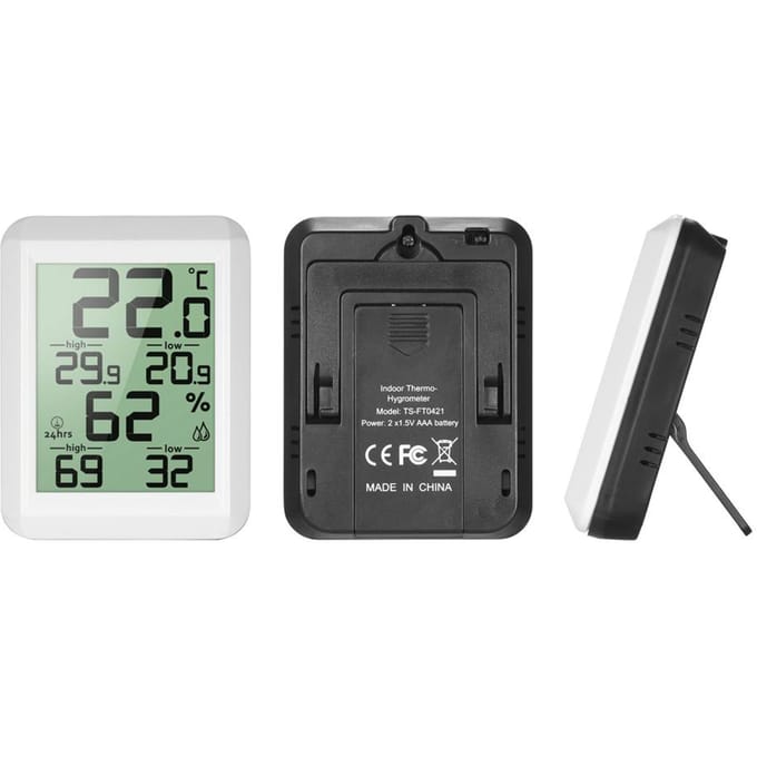 Mini thermomètre et hygromètre d'intérieur numérique LCD avec moniteur de température et d'humidité en °C/°F gray