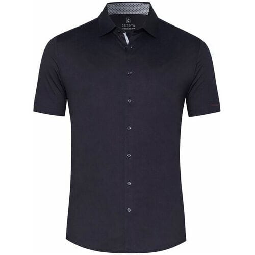 Desoto Overhemd Solid Color Short Sleeve Casual Kent Navy / male