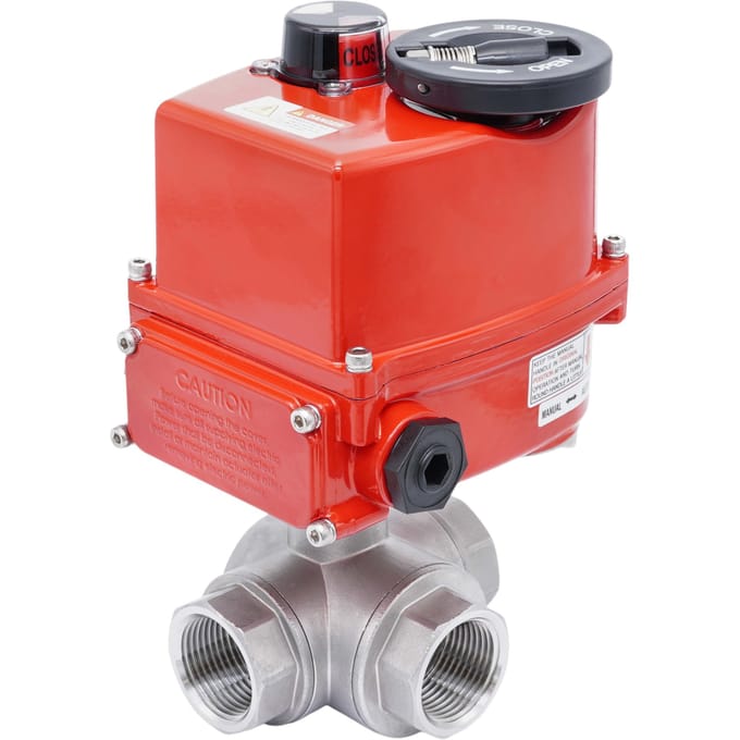 Rp 1 1/4'' 3-Weg RVS Elektrische Kogelkraan L-Port 24 V AC/DC