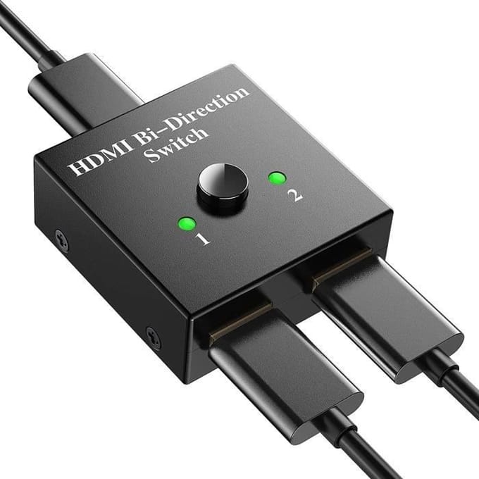 HDMI-schakelaar - Sunright - 4K - Bidirectioneel - 2 Ingangen 1 Uitgang - Plug and Play
