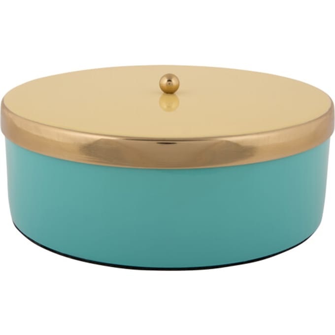 Present Time - Opbergbox Double Funky Large - Turquoise blue & soft yellow
