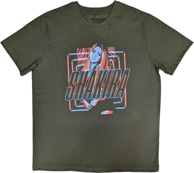 Shakira - Squares And Logo Heren T-shirt - M - Groen
