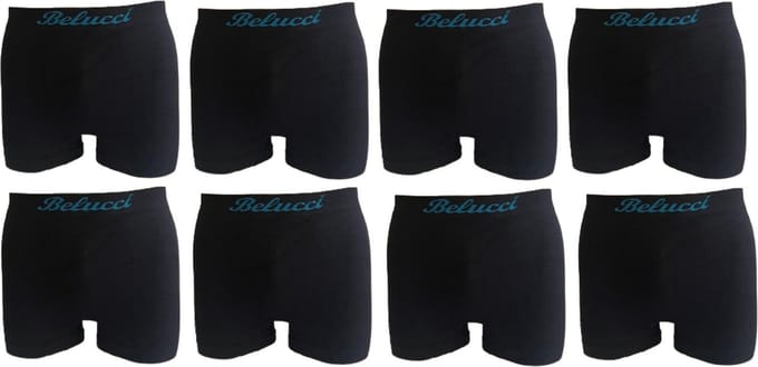 Belucci heren boxershorts set van 8 stuks zwart maat M/L