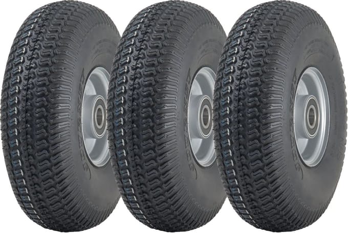4.10/3.50-4 Grasmaaierband met stalen velg, 4-laags, P332, 20 mm lagers (set van 3)