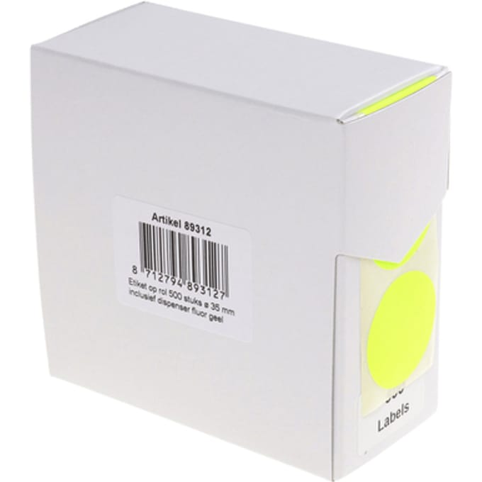 Etiket Rillprint 35mm op rol fluor geel 500 stuks