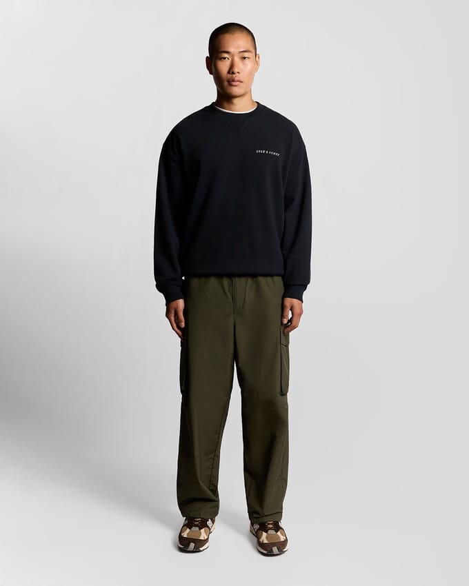 Lyle & Scott Script Brushback Crew Neck Sweatshirt Dark Navy Taglia: S | Maglioni a maglia Outlet | Uomo | Blu