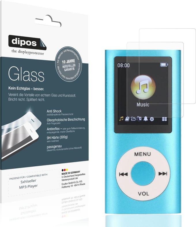 dipos – 2x Matte Pantserfolie geschikt voor Sxhlseller MP3-Player | 9H Screenprotector