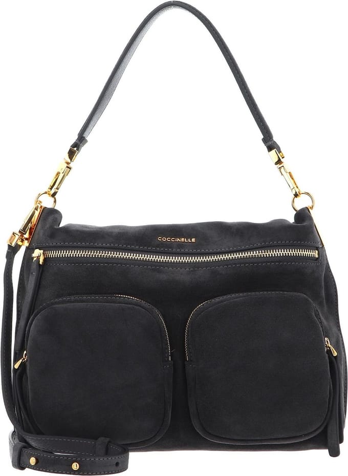 COCCINELLE Leren Schoudertas Hyle Suede Handbag Ardesia Grijs