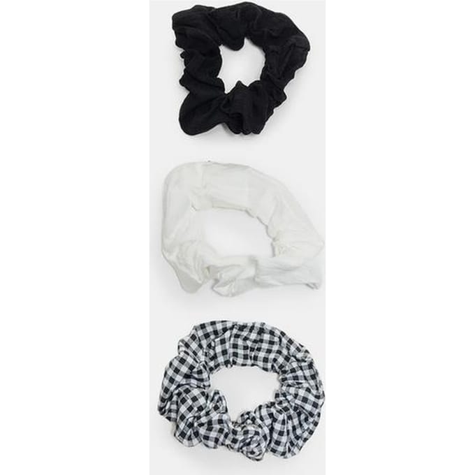 Stradivarius Set van 3 scrunchies met vichy ruit  Zwart OS