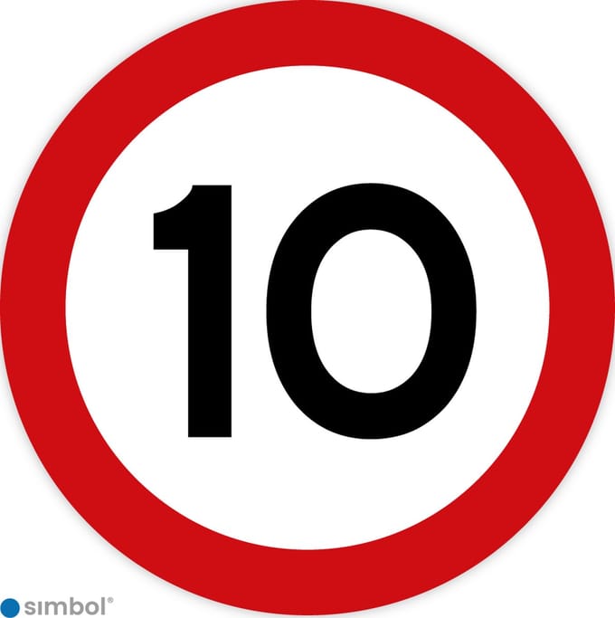 Simbol - Stickers 10 km - Maximaal 10 km/u - Duurzame Kwaliteit - Formaat ø 20 cm.