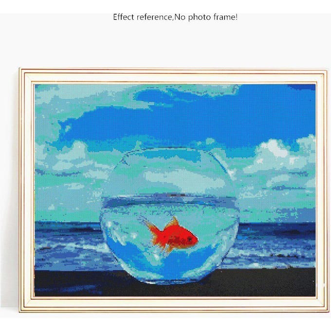 Peinture Diamant 5D DIY Poisson Et Mer Broderie Vente Photos Strass Ronds Complets 20X30 blue