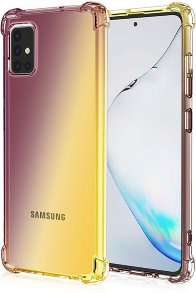 Hoesje geschikt voor Samsung Galaxy A55 - Backcover - Extra dun - Tweekleurig - Siliconen - Bruin/Geel