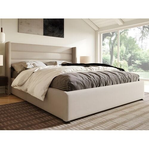 ModernLuxe Linnenopbergbed 180x200cm met lattenbodem - Beige