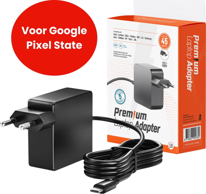 45W USB-C Laptop oplader voor Google Pixel Slate – Alle modellen vanaf 2018 – Kabel + Adapter