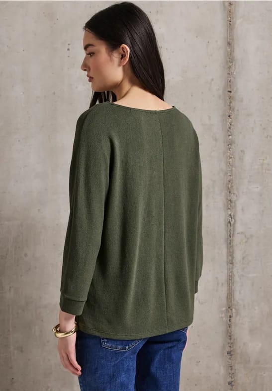 Shirt met gebreide look en V-hals