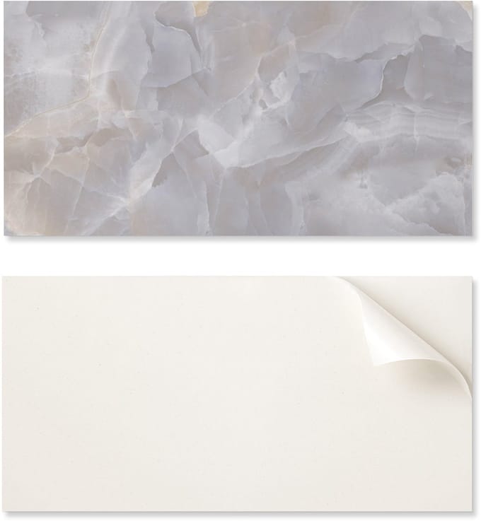 Zelfklevend decoratief element van vinyl voor thuis, 120x60 cm, met natuursteenpatroon.