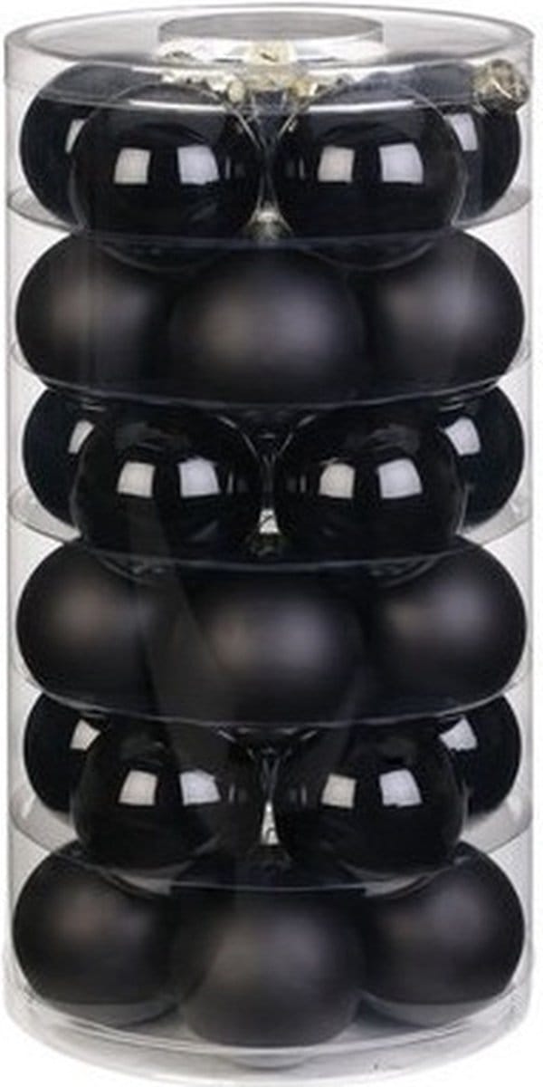 Inge Christmas Kerstballen - 30x st - zwart - D6 cm - glas - mat/glans - kerstversiering