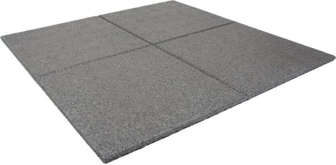 Terrastegel rubber | Grijs | Per 1 m² | Per stuk | 100x100cm | Dikte 2,5cm