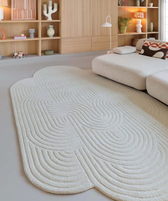 Organisch design vloerkleed - Balans ivoor 200x330