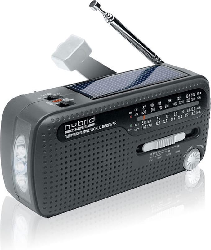 Muse MH-07DS - Wereldontvanger met LED-lamp en alarmsignaal, grijs