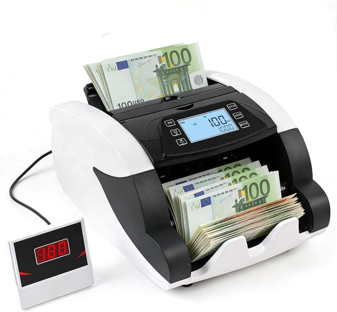 Geld Tel Machine - Bankbiljet Teller - Geld Verwerken - UV MG IR Detectie - 1100 Biljetten/Min - Wit