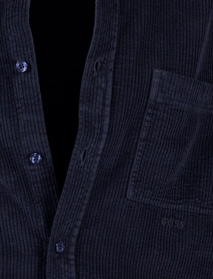 Overshirt Boss orange donkerblauw effen borstzak