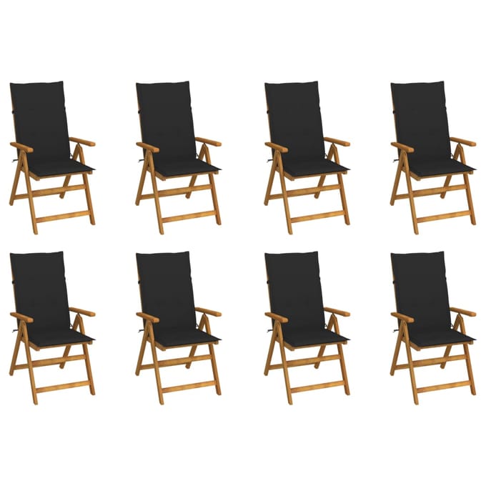 vidaXL - Inklapbare - stoelen - 8 - st - met - kussens - massief - acaciahout