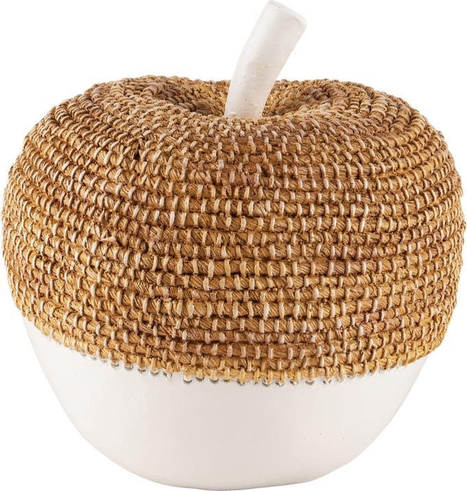 Dekoratief | Deco appel wit/beige, resina, 14x14x14cm | A240358