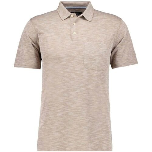 Ragman Polo Soft Knit Fine Stripe Flame Design Beige Melange / male