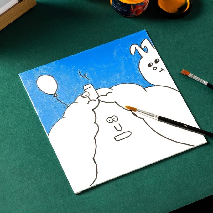 1 stuk Katoenen Canvas Panelen Tekenbord voor Olie Acrylverf wit