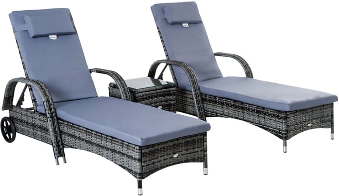 Gutent Zonne-eilanden - 3 Delig - Zonneligging - Tafel - Polyratten Metaal - Grijs