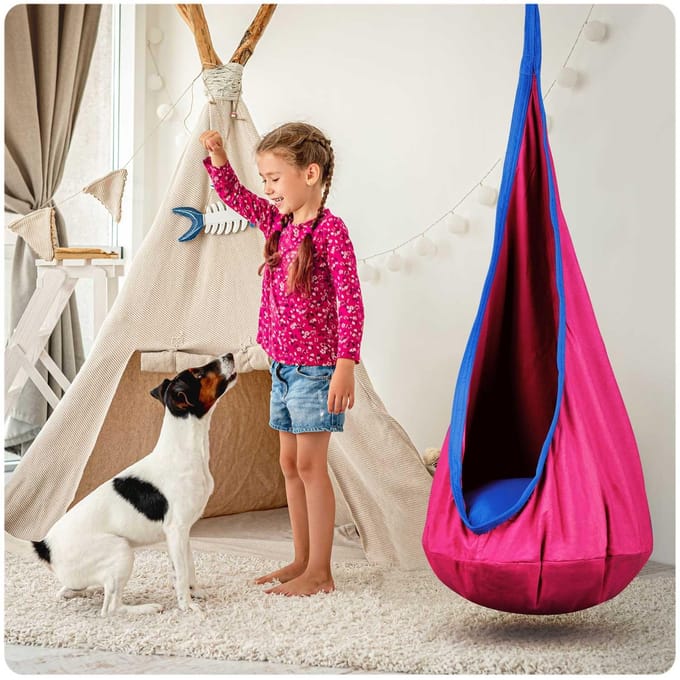 Neo-Sport roze hangfauteuil cocoon