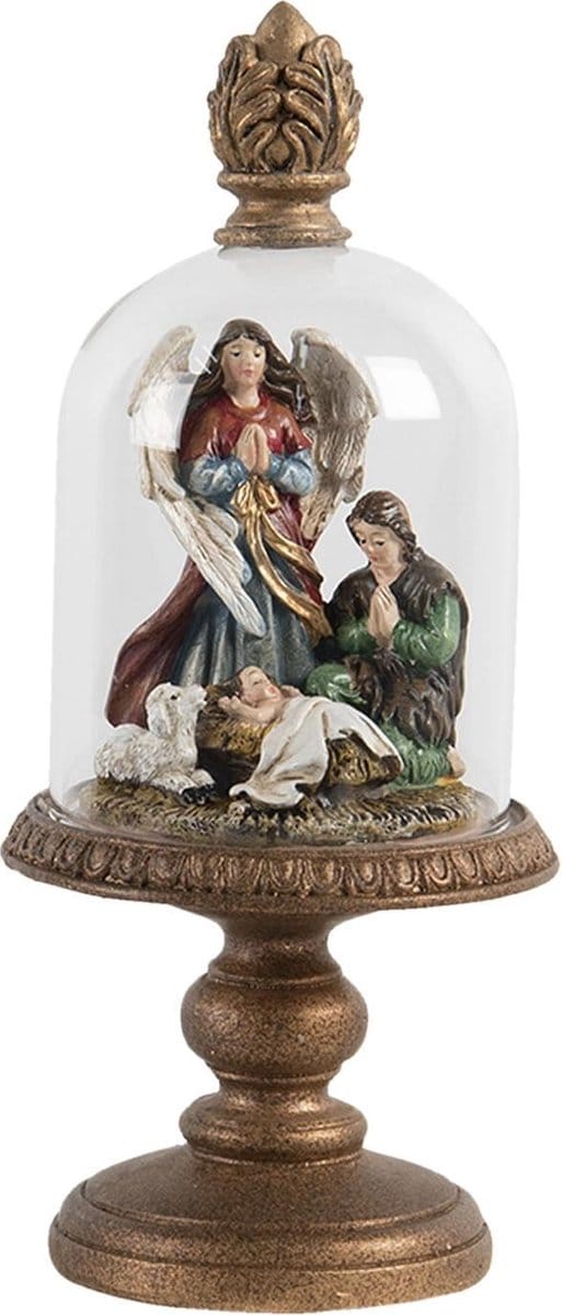 Clayre & Eef Glazen Stolp Ø 9x21 cm Goudkleurig Kunststof