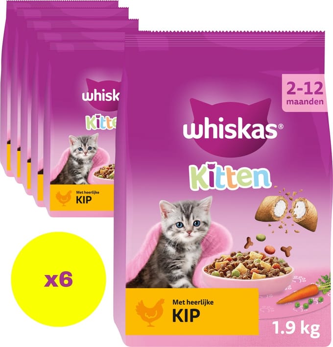 Whiskas Kattenbrokken - Junior - Kip - zak 6 x 1,9 kg