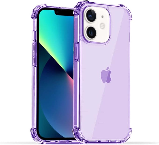 Smartphonica iPhone 12 Mini transparant siliconen hoesje - Paars geschikt voor iPhone 12 Mini