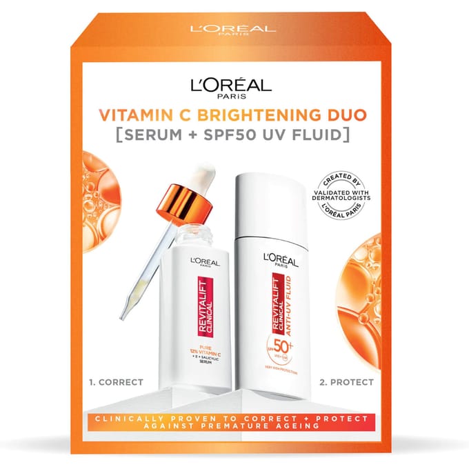 L'Oréal Paris Revitalift Pure Vitamine C Serum en SPF 50+ Onzichtbare Fluid Face Duo