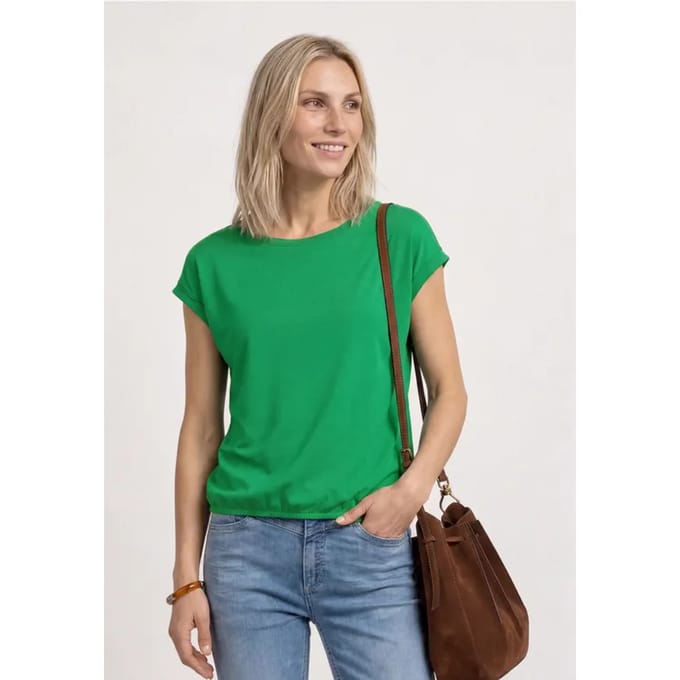 Shirt met boothals en decoratieve tape