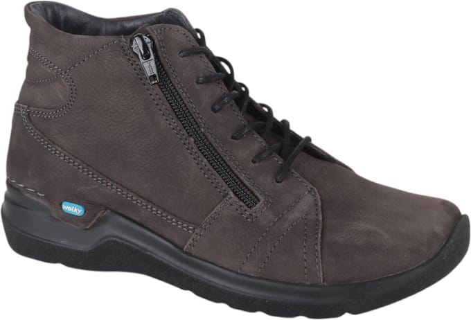 Wolky Why Dames Veterboot - 0660611-301 Carbon Grijs - Maat 37