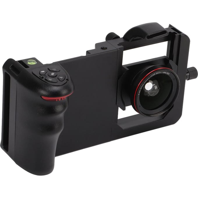 Telefoon Video Rig Handheld Smartphone Camera Stabilisator Ondersteuning Universeel met Groothoek Macro 2 in black