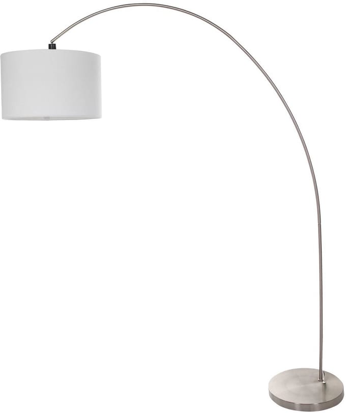 Vloerlamp Solva 7977ST modern staal en textiel wit 185 cm hoogte kantelbaar Mexlite
