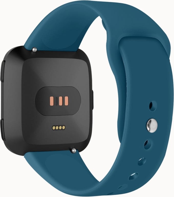 Siliconen bandje - geschikt voor Fitbit Versa / Versa 2 - maat M/L - staalblauw