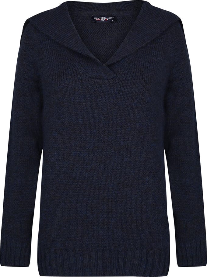 Jimmy Sanders Trui - Sweater Sjaalkraag Dames Navy - S
