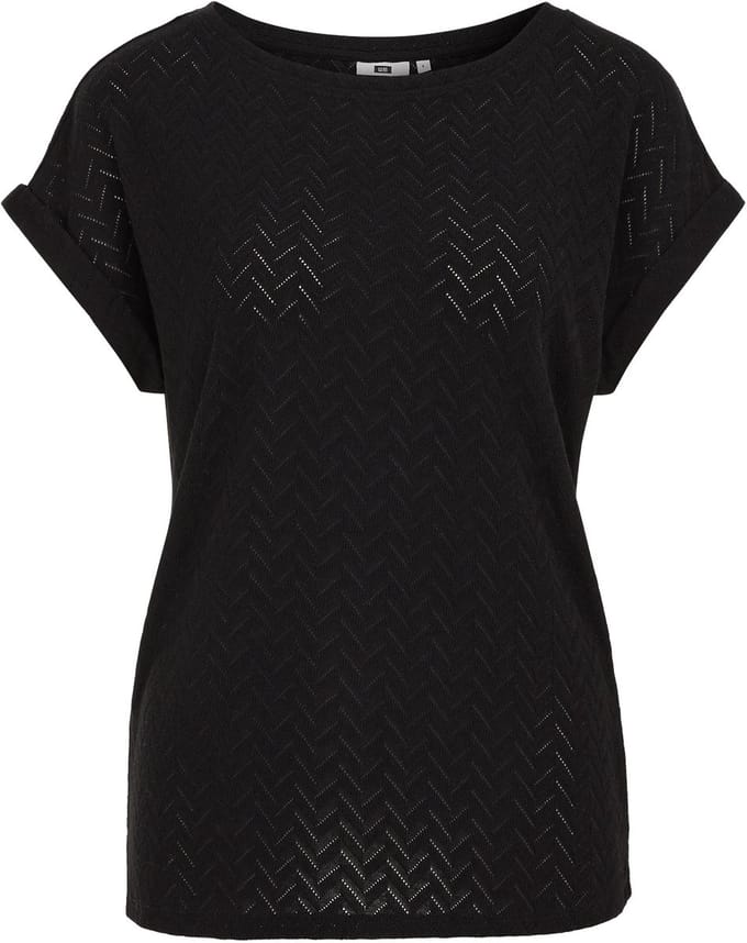 WE Fashion Dames T-shirt met open structuur