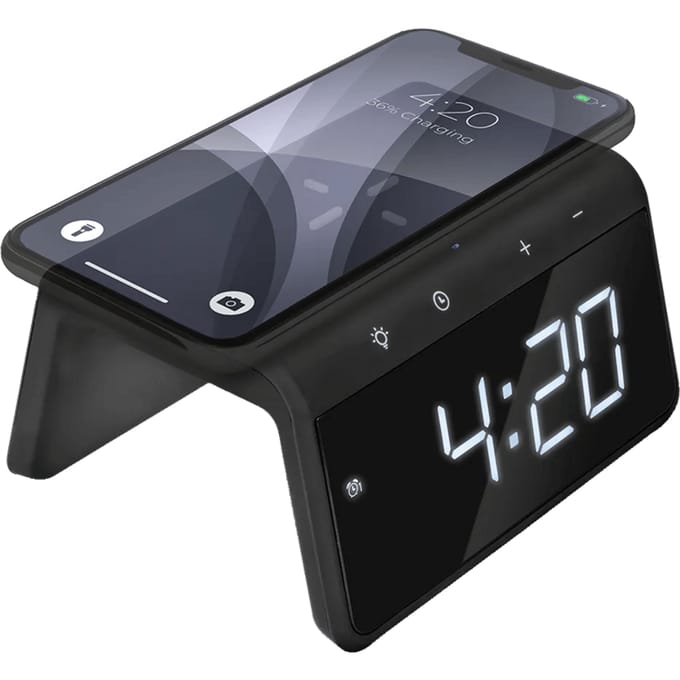 Caliber HCG019QI-BA - Wekker met draadloos laden en groot display - Black